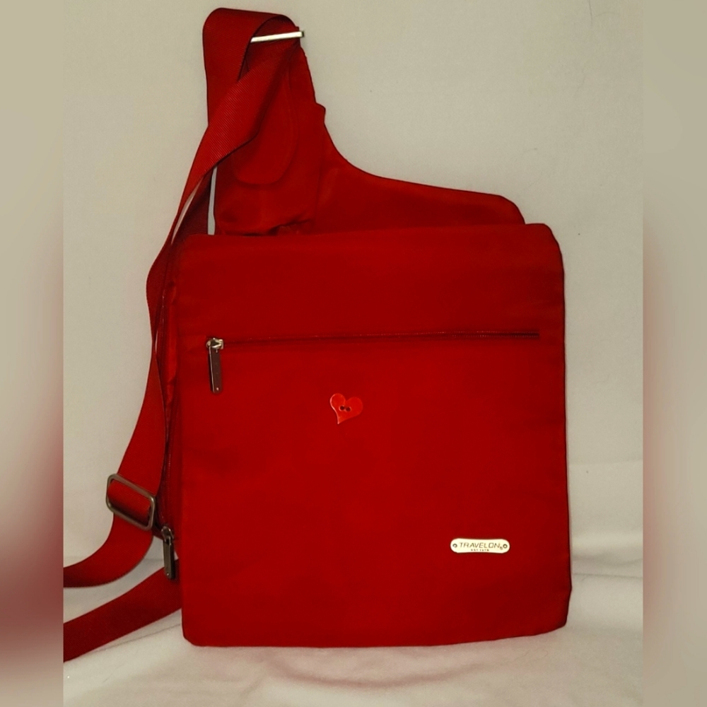 Red Anti-Theft Travelon Crossbody Bag Purse Handbag Travel Bag
